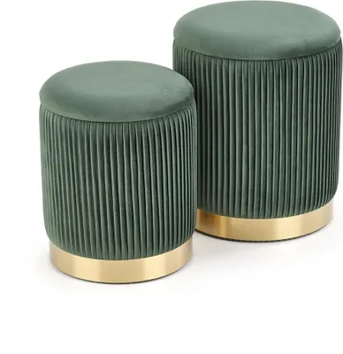 Produktbild von Halmar Hocker (2 Stück) Monty - dunkelgrün / gold
