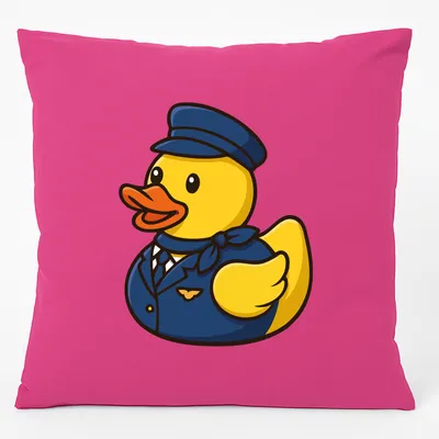 Produktbild von Huuraa Kissen Quietscheente Stewardess Gummiente Flugbegleiterin 40x40cm mit Füllung Fuchsia Baumwolle Dekokissen Geschenkidee