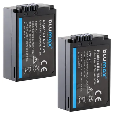 Produktbild von 2x Blumax Akku für Nikon EN-EL25  VFB12502  Z50 ZFC 1280 mAh (7,6V)