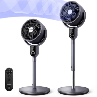 Produktbild von Aigostar 2-in-1 Luftumwälzer Standventilator, DC-Motor, 3D-Oszillation, 8 Stufen, leise 23dB, 12H-Timer, Fernbedienung, höhenverstellbar 80-105cm