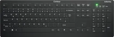 Produktbild von Contour Design Active Key Contour QuickClean Medizinische Tastatur IP68 Full-Size Kabellos Schwarz DE C8112, Volle Größe (100%), Kabellos, RF Wireless, Scherenschalter, QWERTZ, Schwarz