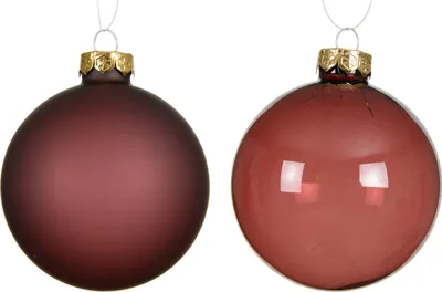 Produktbild von Weihnachtskugeln Glas 8cm 4 Stück - Kastanienbraun transparent