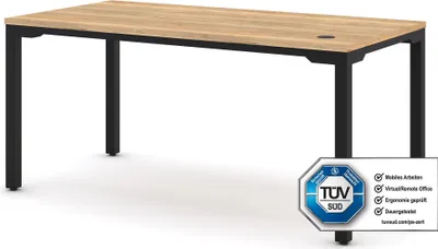 Produktbild von ASSMANN Höhenverstellbarer Schreibtisch Piacetta Eiche Natura Schwarz, 140x80cm, Memoryfunktion, 4-fach-Motorik