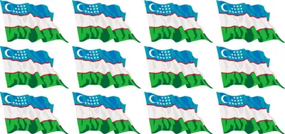 Produktbild von Mini Aufkleber Set - Pack wehend - 50x31mm - selbstklebender Sticker - Usbekistan - Flagge / Banner / Standarte fürs Auto, Büro, zu Hause und die Schule - 12 Stück