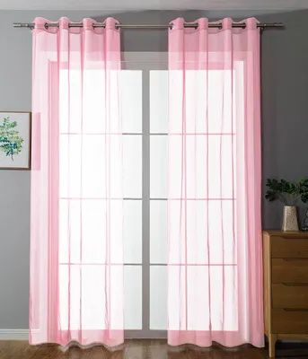Produktbild von 2er Set Ösenvorhänge Transparent »Uni« Gardine HxB 175x140 cm Hellrosa Stores Vorhang Ösen Bleibandabschluß Wohnzimmer, 20332-cn2