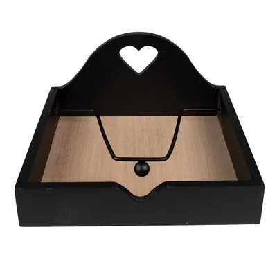 Obrázok produktu pre Clayre & Eef držiak na obrúsky 21x21x11 cm čiernohnedý MDF kov