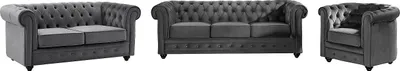 Produktbild von CHESTERFIELD 3-Sitzer und 2-Sitzer Sofas und Sessel aus anthrazitfarbenem Velours