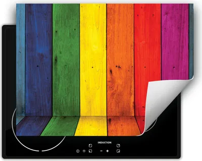 Produktbild von DarHaus Herdabdeckplatte 70x52 cm Anti Rutsch Matte Aufrollbar, bunt - Holz