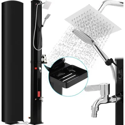 Obrázek produktu pro Solární zahradní sprcha KR102-1, 35 l, 217 cm, s krytem a kohoutkem, cerná