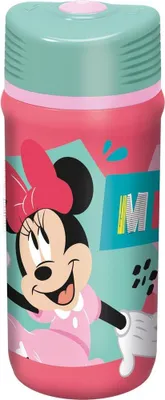 Produktbild von Tataway Disney Pink-blaue Kunststoff-Wasserflasche für Mädchen, Minnie Mouse, 390 ml, mit Tropfschutz