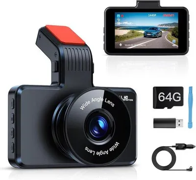 Obrázok produktu pre Autokamera s 64 GB SD kartou, 3-palcovým displejom s rozlíšením 1080p FHD, 170° širokouhlým objektívom, nočným videním WDR a funkciou cyklického nahrávania