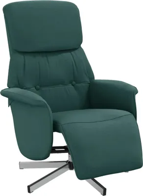 A dark green recliner chair with a footrest extended, shown on a white background.