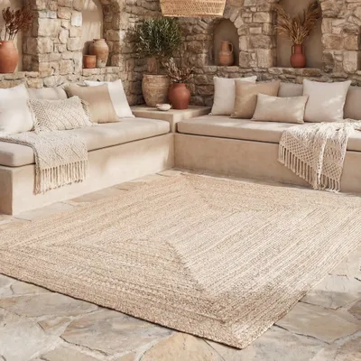 Produktbild von Volero - Outdoor Jute Teppich - Bali Braun - 120x170 cm - Wohnzimmer, Esszimmer, Balkon, Garten, Terrasse - Boho, Ländlich