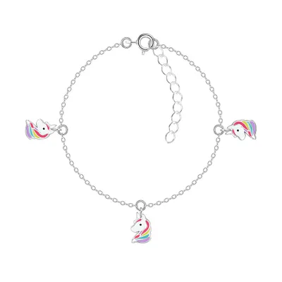 Produktbild von Armband Kinder: 925 Silber Armkette mit Einhorn