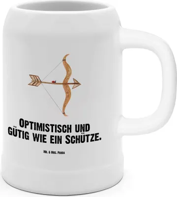 Produktbild von Mr. & Mrs. Panda Krug Sternzeichen Schütze - Weiß - Geschenk, Seidel, Humpen, Geburtstag Dezember, Keramikkrug, November, Trinkkrug, Steinkrug, Schützenfest
