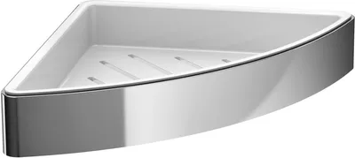 Image de EMCO loft, panier d'angle en éponge avec insert en plastique, 179 x 36 x 179 mm, chrome/blanc, 1 pièce.