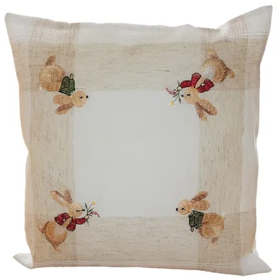 Produktbild von Kissen-Bezug Osterhasen Schmetterlinge Stick Ostern 40x40 cm