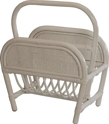 Produktbild von KRINES HOME Stabiler Zeitungsständer / Magazinsammler aus Rattan in der Farbe Honig (Weiss)
