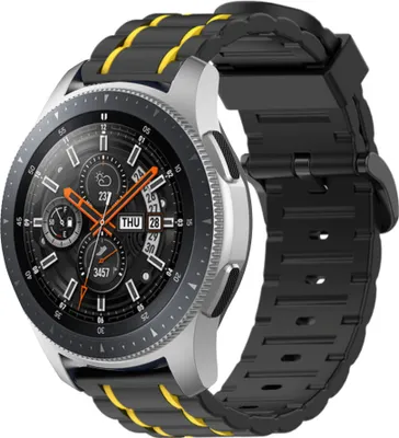 Produktbild von Strap-it Samsung Galaxy Watch 46mm Sportschnallenarmband (Schwarz/Gelb)