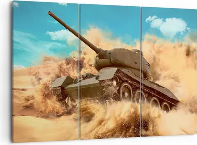 Produktbild von Bild auf Leinwand - Leinwandbild - Panzer Poligon Feld - 105x70cm - Wand Bild - Wanddeko - Leinwanddruck - Bilder - Kunstdruck - Wanddekoration - Leinwand bilder - Wandkunst - CE105x70-3814