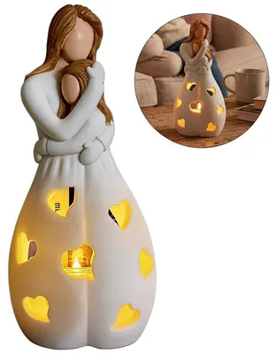 Produktbild von LED Kerzenhalter Figur Mama Geschenk, flackerndes Licht, Deko Wohnzimmer Schlafzimmer, Geschenkset mit Karte, für Muttertag & Geburtstag