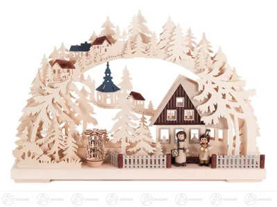 Produktbild von 3D-Schwibbogen Seiffen im Laternenschein (44x29x7cm) von RATAGS Holzdesign