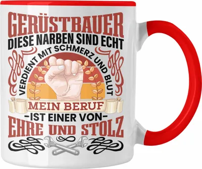 Produktbild von Trendation - Gerüstbauer Tasse Männer Spruch Geschenk Gerüstbaumeister (Rot)