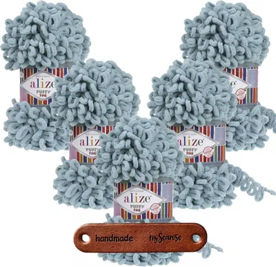 Produktbild von 5 x ALIZE Puffy Fine 414 Azure mit Label