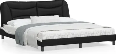 Produktbild von CLORIS Bettgestell mit LED Schwarz und Weiß 180x200 cm Kunstleder 3213953