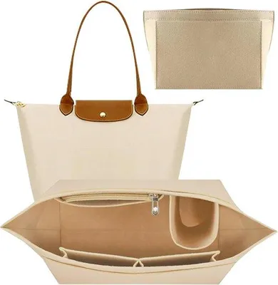 Produktbild von Tasorganizer für Damen - Vlies Handtaschen Organizer - Beige - 28 x 24 x 17 cm
