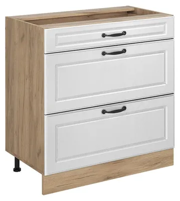 Imagen del producto de Mueble bajo de cocina Vicco R-Line Blanco casa de campo/Roble dorado 80 cm con 3 cajones sin encimera, Model 72443