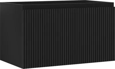 Zdjęcie produktu dla Mexen Rivel szafka łazienkowa podumywalkowa 80 cm, 1 szuflada, ryflowana , czarna mat - 91A20-08047-1-BF71