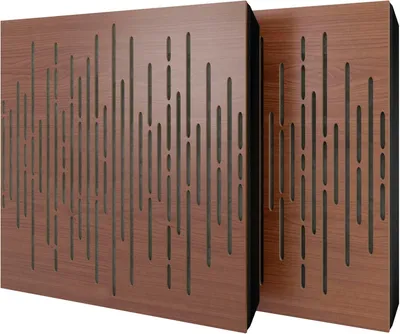 Immagine prodotto di Set di 6 pannelli acustici WAVE in velluto, 50x50x5 cm, noce/grigio – include kit di montaggio
