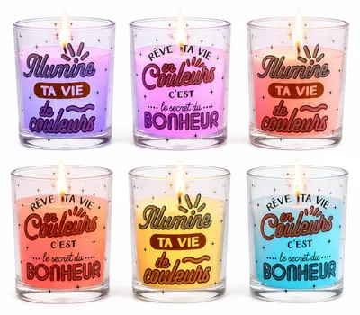 Image de Lot de 6 bougies parfumées Fleurs de cerisier à couleur changeante - 2 motifs assortis - 7 x 8 cm