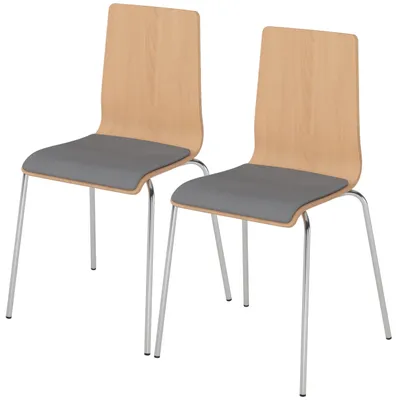 Immagine prodotto di Sedia impilabile bümö WoodLine con scocca in legno di faggio (set da 2) - Versione: con imbottitura seduta