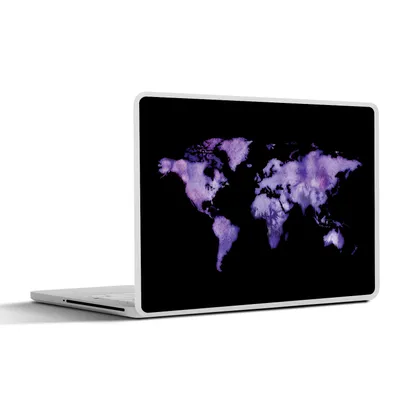 Produktbild von MuchoWow® Laptop Aufkleber Sticker Cover Weltkarte - Aquarell - Flieder 30x22 cm - Laptop-Sticker