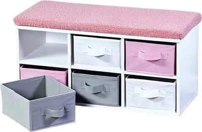 Image de Banc avec assise rose, 6 organiseurs, 68 cm