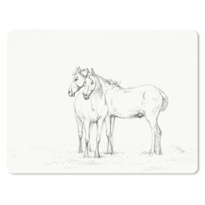 Produktbild von MuchoWow® Mauspad Mousepad Zwei Pferde nebeneinander - Gemälde von Jean Bernard 40x30 cm - Mousepads - Maus Mat - Pad - Mausunterlage - Anti Rutsch