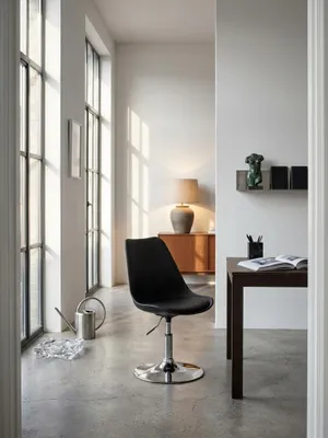 Bürostuhl Kunstleder schwarz 46x46x88 cm in modernem Home Office Einrichtung Design Möbel mit Höhenverstellung hochwertig modern stilvoll einrichten Wohnen Interior Zuhause Wohnzimmer_#sku_SAFSPM2.004#