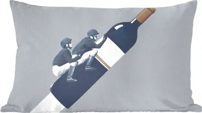 Produktbild von MuchoWow® Zierkissen Sofakissen Wohnzimmer Dekokissen 60x40 cm Flasche - Männer - Vintage - Kopfkissen - Polster mit Foto