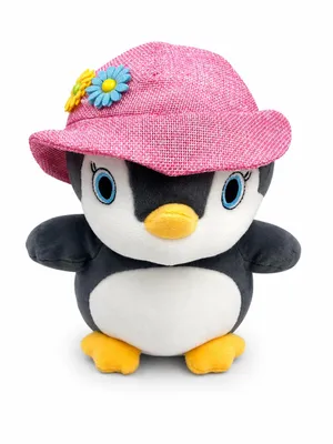 Produktbild von Pinguin Kuscheltier 25 cm mit Rosa Hut und Blume Niedlicher Plüschpinguin Weiches Stofftier Deko Geschenk & Sammler, KI-generiertes Bild