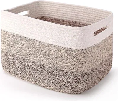 Obrázok produktu pre Košík na usporiadanie – Dekoratívne bavlnené košíky na hračky a do kúpeľne 33 x 28 cm – hnedý