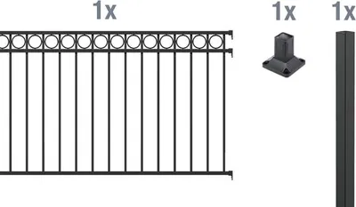 Zdjęcie produktu dla Alberts 510053 Zestaw przedłużający ogrodzenie, do przykręcenia, czarny matowy, wysokość 120 cm, długość 2 m