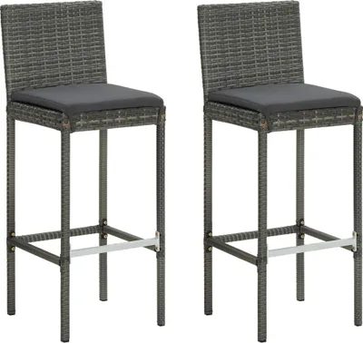 Productafbeelding van vidaXL Tuinstoelen met kussens, 2 stuks, grijs, polyrotan