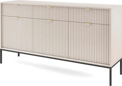 Produktbild von FURNLUX Sideboard Avon Beige Und Schwarz 154cm / Hauptfarbe: Beige / Abmessungen: 154 x 83 x 39 cm