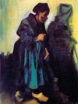 Obrázok produktu pre Vincent Van Gogh Art Print Obraz - Roľníčka zametá, 1885 (80 x 60 cm)
