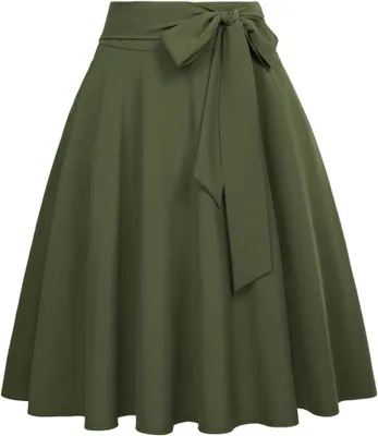 Zdjęcie produktu dla Sukienka damska vintage, rozkloszowana, elegancka, stylowa, kolor oliwkowy, rozmiar XS