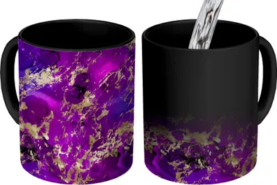 Produktbild von MuchoWow® Zauber Tasse Zaubertasse Magic Marmor - Gold - Lila - Muster 350 ml Farbwechsel Becher Geschenk Geschenkidee - Magic-Tasse - Fototasse - Keramiktassen - Bilder - Tasse Kaffee - Getränkbecher
