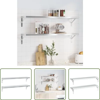 Produktbild von The Living Store Wandregale 2 Stk. 100x23,5 cm Silbern Edelstahl