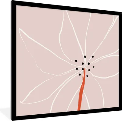 Produktbild von MuchoWow® Gerahmtes Poster Blumen - Abstrakt - Pastell 40x40 cm - Poster mit Schwarzem Bilderrahmen Wandposter Rahmen Foto Bilder - Mit Rahmen - Wanddekoration Schlafzimmer